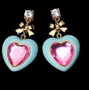 Betsey Johnson Candy Land Heart Drop Earrings RARE